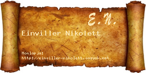 Einviller Nikolett névjegykártya